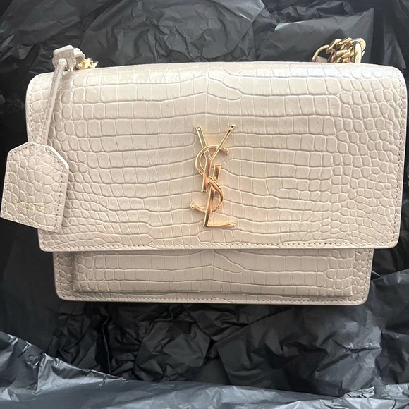 Yves Saint Laurent Handbags - SUNSET MEDIUM CHAIN BAG IN CROCODILE-EMBOSSED SHINY LEATHER